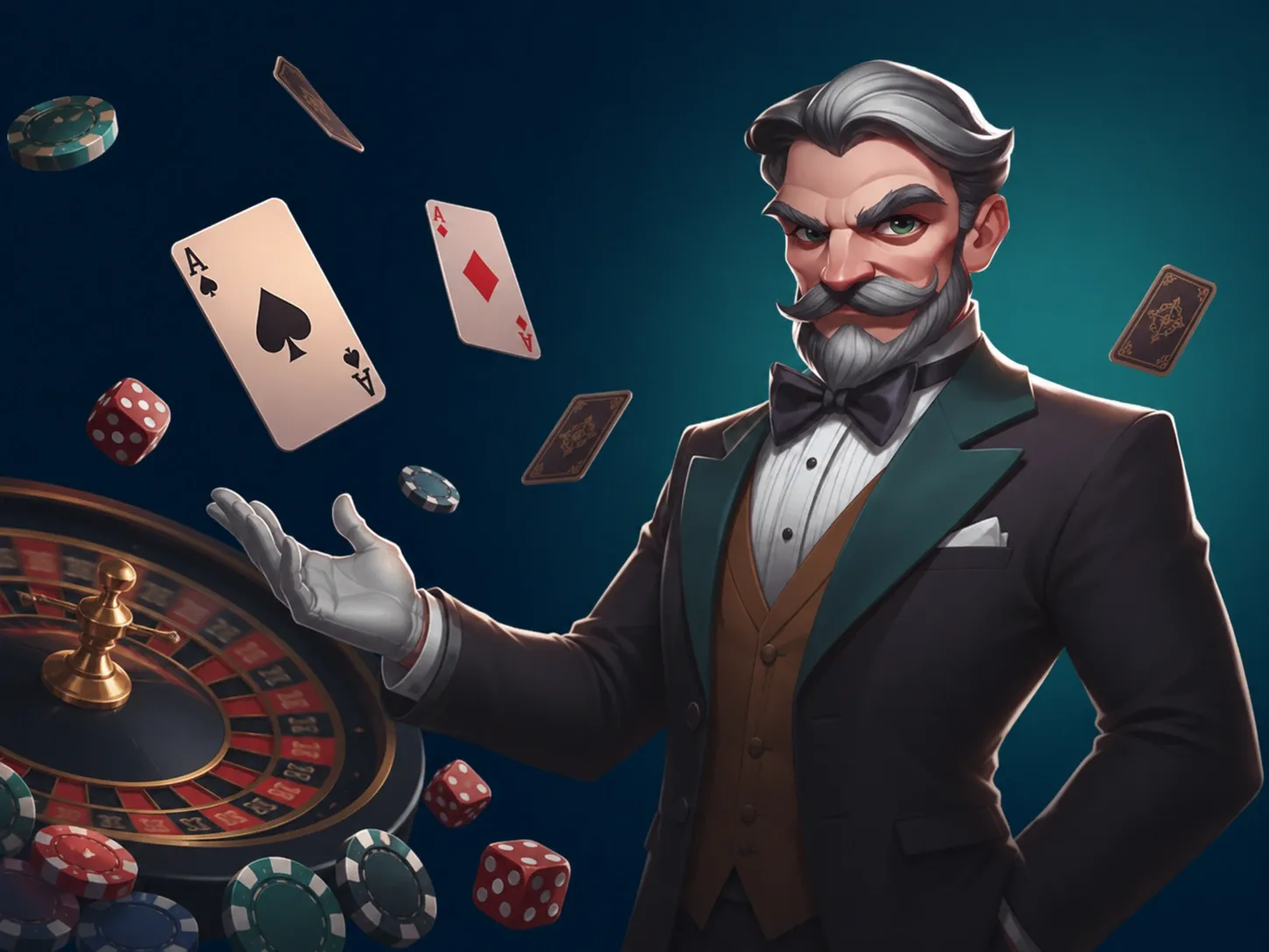 Glamorous casino master in action